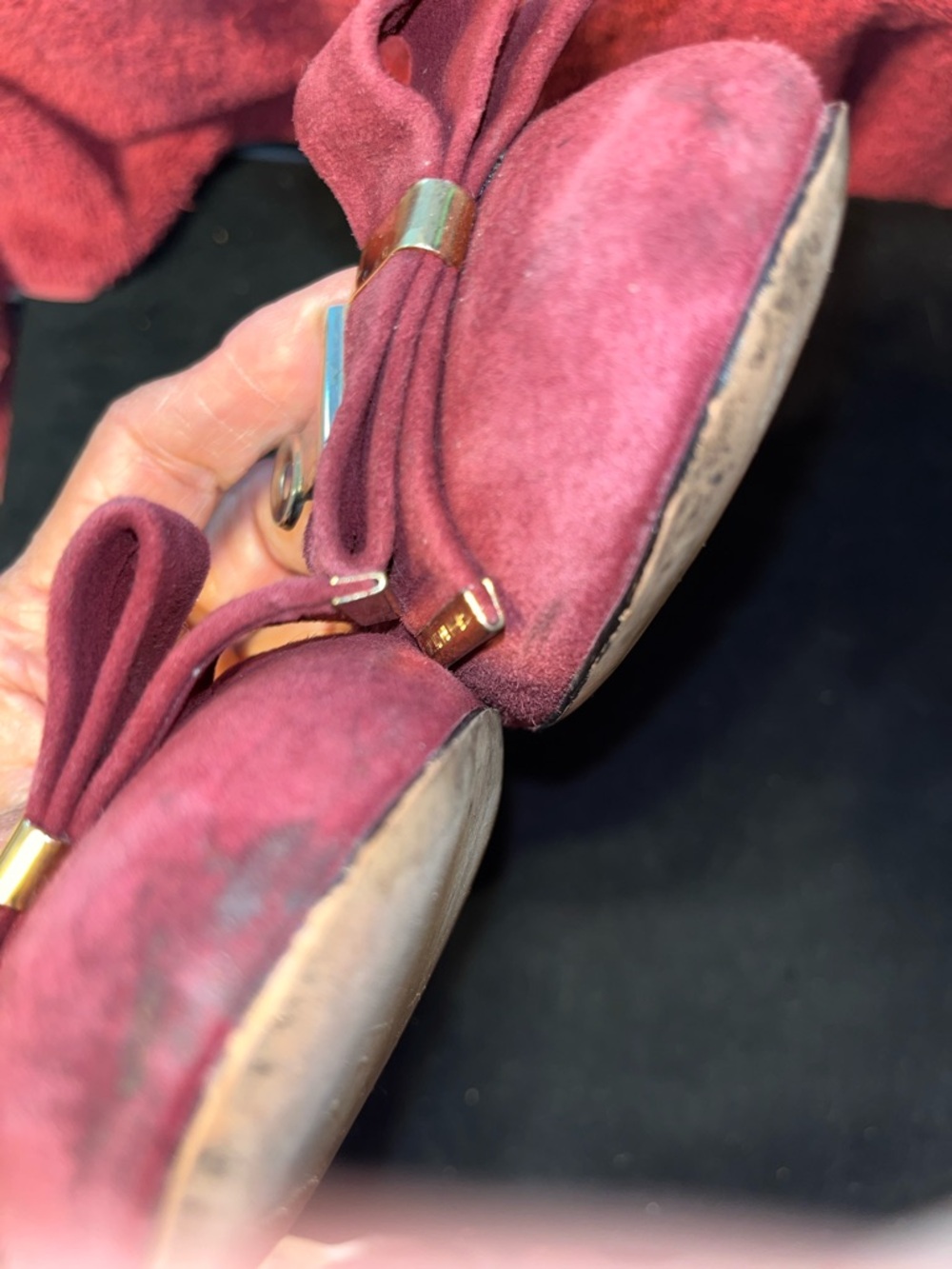 MICHAEL KORS KIERA BURGUNDY SUEDE BALLET FLAT WITH BIW AND GOLD ACCENT SIZE 9 - Picture 9 of 10